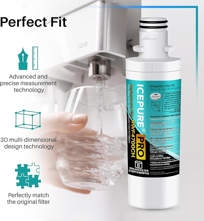 ICEPURE PRO ADQ74793501 NSF/ANSI 401 Certified Replacement LT1000P, Kenmore Elite 9980, ADQ747935 LT1000PC MDJ64844601 ADQ74793502 LFXS26973S Refrigerator Water and LT120F Air Filter, 3 PACK