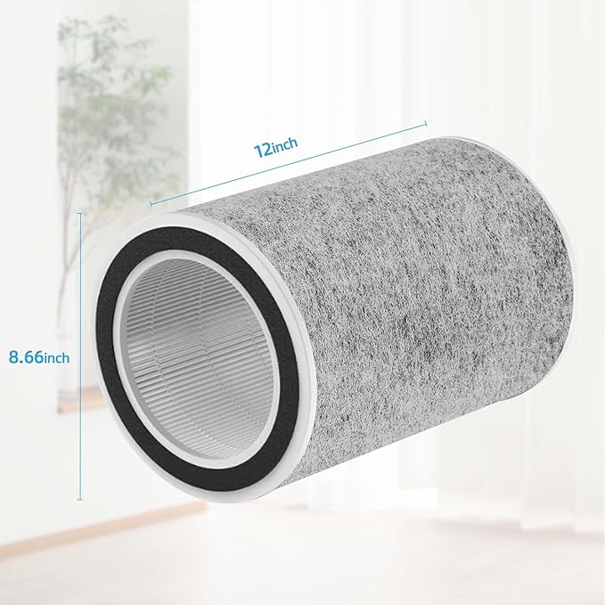 HP202 HP201 Replacement Filter for Shark HP200 Series HC501 HC502 Air Purifier MAX, 3-in-1 Filter Compatible with Shark HP202 HP232, Compare to Part #HE2FKBAS, HE2FKBASMB -2 Pack