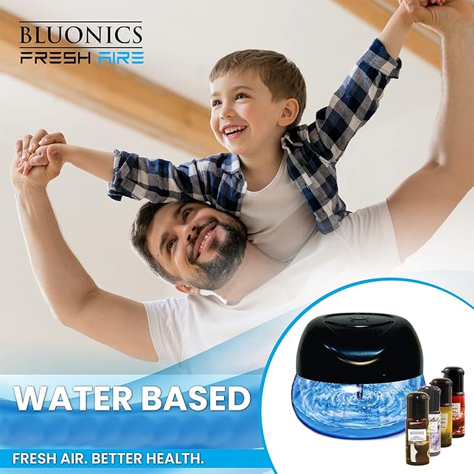 Bluonics Fresh Aire 4-Pack Water Air Washer, Air Revitalizer & Freshener with a bottle of of Tobacco Fragrance with Night Light 7 LED Changing Colors & White Noise