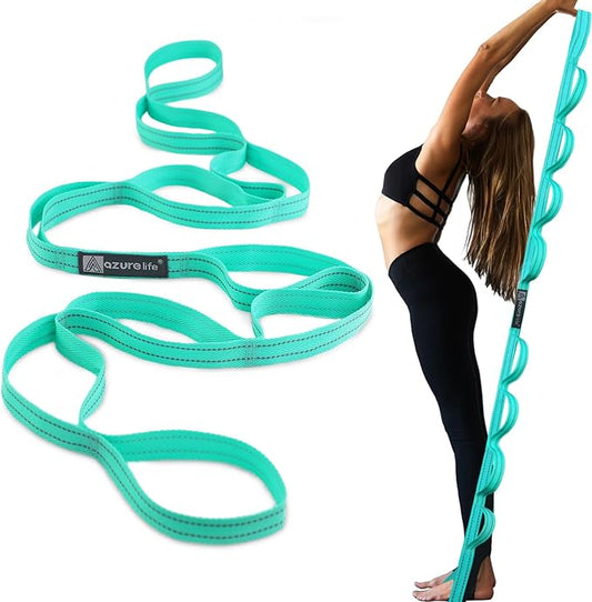 Premium Durable Stretch Straps with Loops, Stretching Strap for Physical Therapy, Multi-Loop Yoga Strap Fitness Exercise Strap for Yoga, Pilates, Dance, Flexibility&Exercise-FlexoryFit