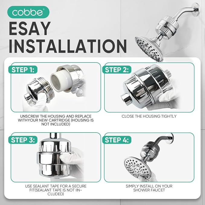 Cobbe HD HEAVY DUTY High Output Shower Filter 2 Pack – 99% REMOVAL Shower Head - Image 9