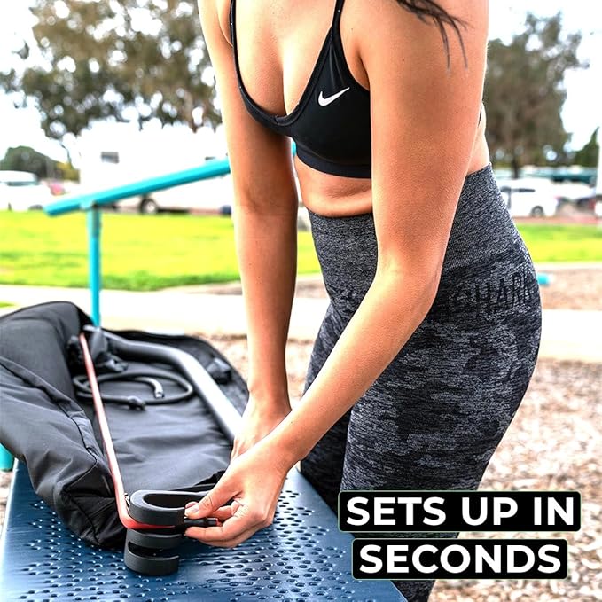 Gorilla Bow Original Portable Home Gym Resistance Bands and Bar System for Travel, Fitness, Weightlifting and Exercise Kit, Full Body Workout Equipment Set-FlexoryFit