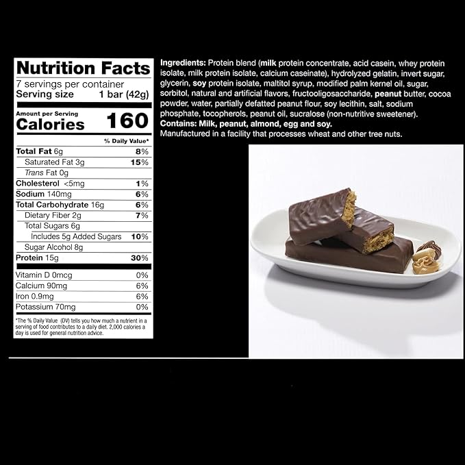 ProtiWise – Peanut Butter Cup High Protein 15g Bar | 7/Box | Weight Loss, Diet, Keto Friendly, Meal Replacement | Gluten Free, Low Fat, Low Sugar-FlexoryFit