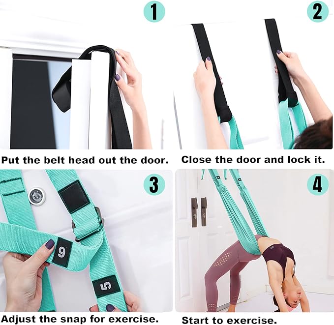 Tchrules Leg Stretcher Strap, Backbend Training Belt with Door Anchor, Flexibility Trainer Stretching Equipment Assist Stretch Strap for Fitness Gymnastics Dance Aerial Yoga Ballet-FlexoryFit