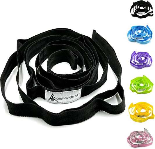 Stretching Strap Yoga Strap with Loops, Stretch Straps for Physical Therapy, Non-Elastic Exercise Strap for Pilates, Dance and Gymnastics with Workout Guide-FlexoryFit
