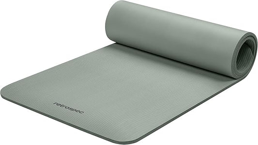 Retrospec Solana Yoga Mat 1/2" Thick w/Nylon Strap for Men & Women - Non Slip Exercise Mat for Yoga, Pilates, Stretching, Floor & Fitness Workouts-FlexoryFit
