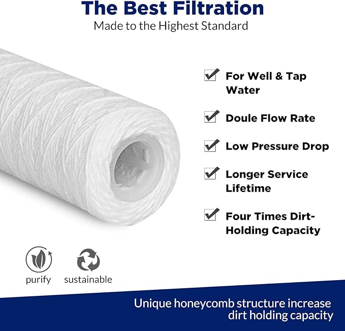Membrane Solutions 10 Micron 10"x2.5" String Wound Whole House Water Filter - Image 5