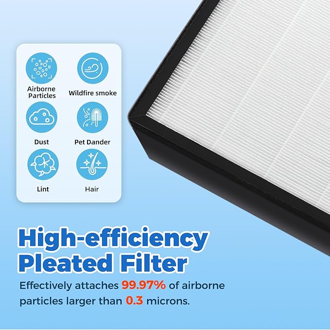 2 Pack HAP602 Replacement Filter Compatible with ECOSELF HAP602 HAP602WF Air Purifier, 3-in-1 Filtration H13 True HEPA HAP602WF Replacement Filter (2 Pack)