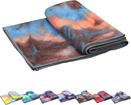 Yoga Towels , Non Slip Hot Yoga Towel Skidless Waffle Texture, 100% Absorbent Odorless Microfiber Yoga Blanket, Standard Sized 24 x72 in Mat Towel,for Hot Yoga, Bikram, Pilates ( Blue & Grey)…1-FlexoryFit