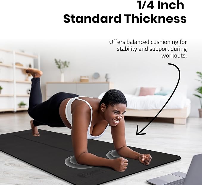 Extra Wide Yoga Mat for Men Women (72"L x 36"W) Non Slip Fitness & Exercise Mat with Alignment Marks for Yoga, Pilates, Floor Workouts-FlexoryFit