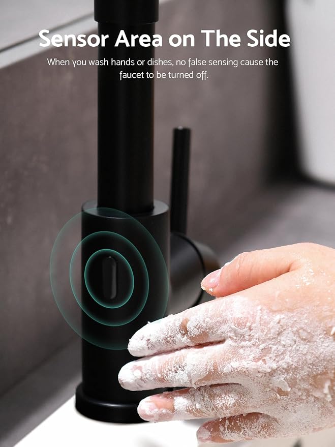 WEWE Matte Black Touchless Kitchen Faucet - Image 3