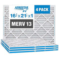 Aerostar 16.375 x 21.5 x 1 MERV 13 Air Filter, 4 Pack Set of HVAC Furnace Filters, Electrostatic MPR 1500-1900 & FPR 10 (Actual Size: 16 3/8 x 21 1/2 x 3/4 inches)