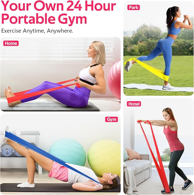 Resistance Bands for Working Out, Exercise Bands for Physical Therapy, Stretch, Recovery, Pilates, Rehab, Strength Training and Yoga Starter Set-FlexoryFit