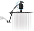 Rain Shower Head with 20-Stage Shower Filter, High Pressure Filtered Showerhead with Adjustable Extension Arm for Removing Chlorine and Harmful Substances(10 Inch, Matte Black)