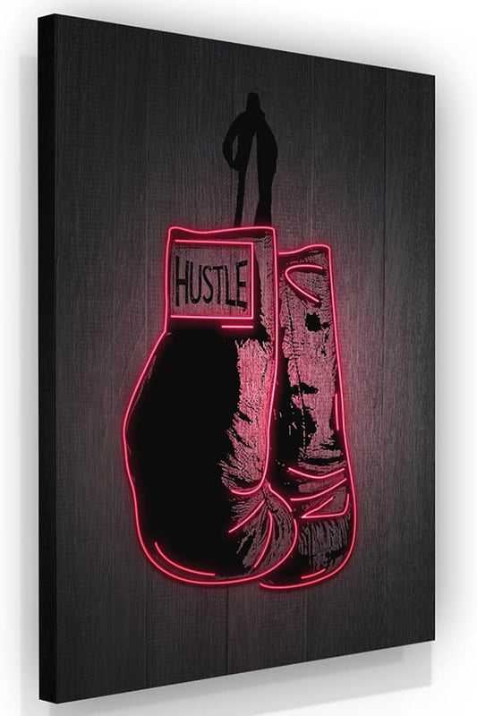 SuccessHunters Boxing Gloves Neon Canvas, Motivational Wall Decor, Office Art Artwork, Entrepreneur Motivation, Hustle Artwork, Boxing Bright Decor, Fighter Gym Sign, Hustler Art Neon Sign (8 x 8 in)