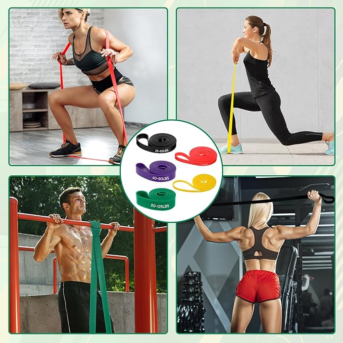 Pull Up Assist Bands with 5 Size, Resistance Band, Loop Power Exercise Band, for Home Gym Fitness, Stretching, Physical Therapy & Training-FlexoryFit