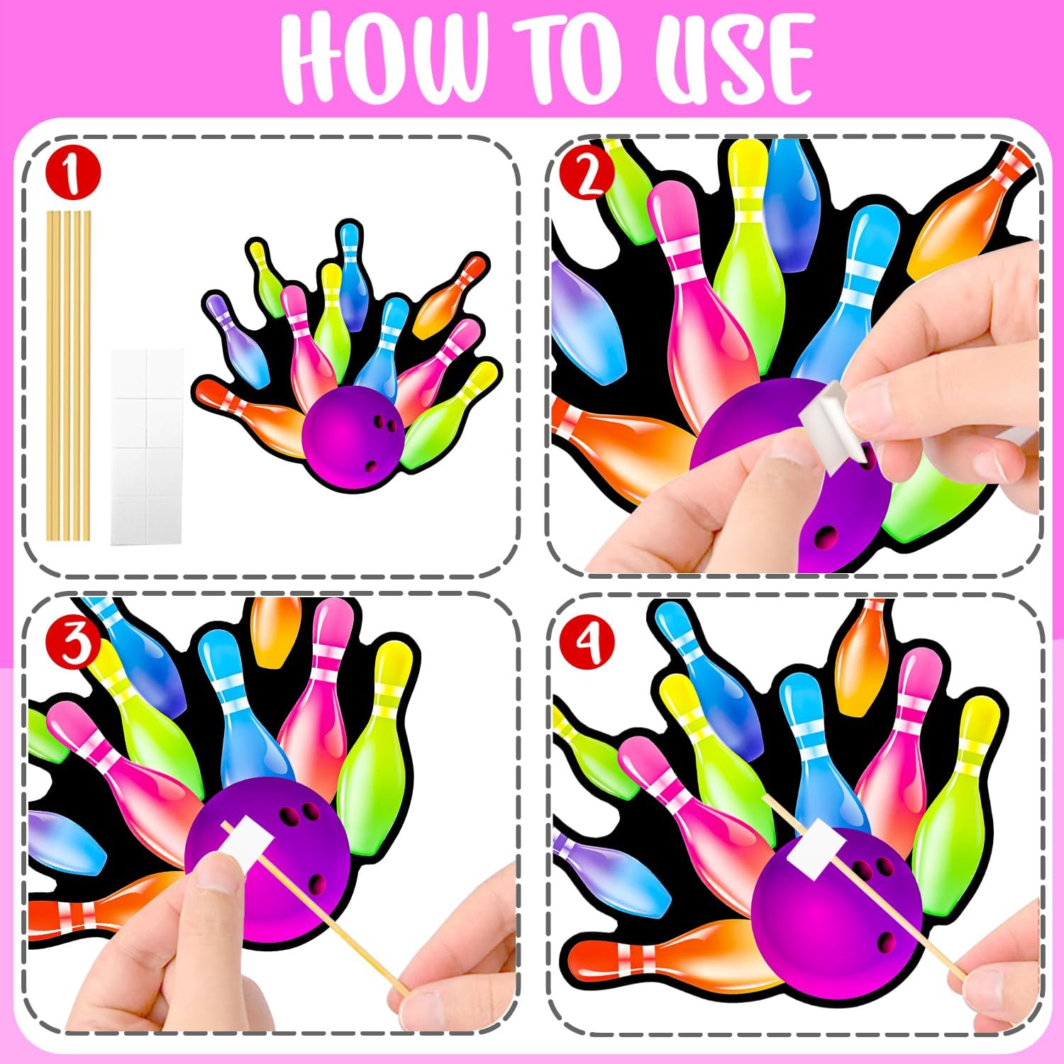 Bowling Centerpiece Sticks 21PCS Bowling Party Table Centerpieces Colorful Neon Bowling Theme Birthday Party Supplies Sport Bowling Ball Table Decorations for Strike Up Baby Shower Decor