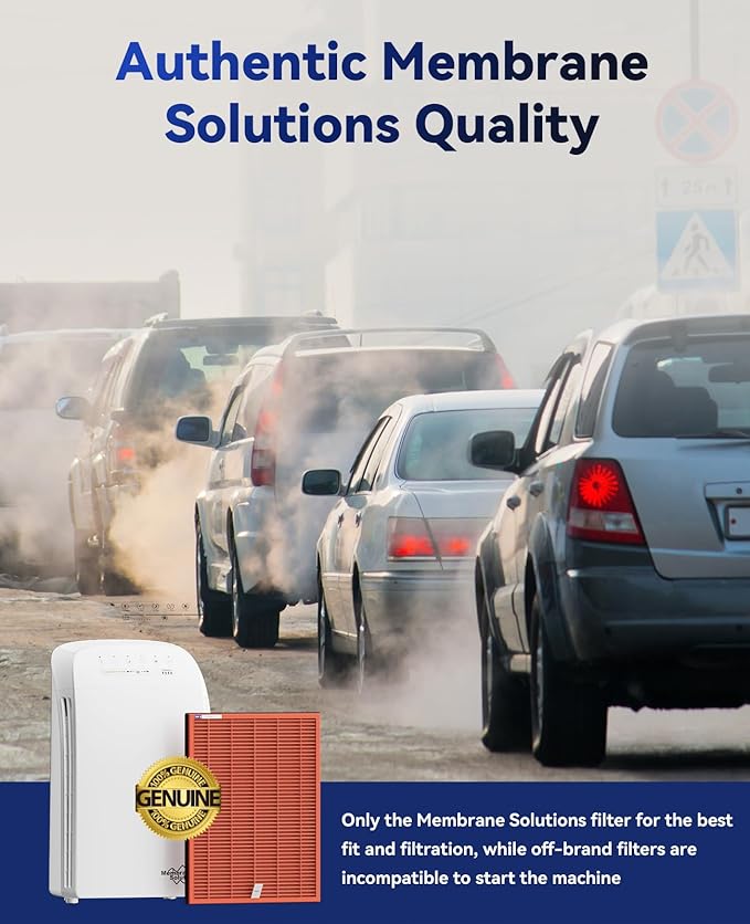 Membrane Solutions MSA3/MSA3S Toxin Gas VOCs Removal Air Purifier Filter Replacement 2 Pack, Upgraded 4-in-1 H13 True HEPA Filter with OdallerPure Technology