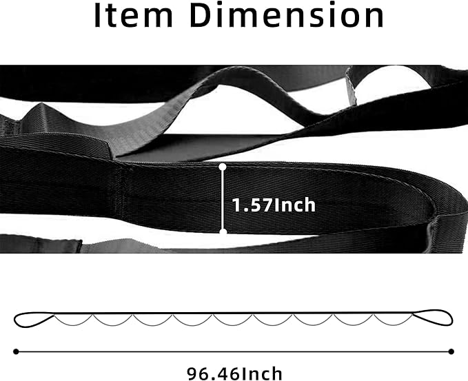 SANKUU Yoga Straps Stretching Strap with 12 Loops Workout Poster, Straps for Stretching Physical Therapy Equipment Long Stretch Out Bands for Exercise, Pilates and Gymnastics for Women Men-FlexoryFit