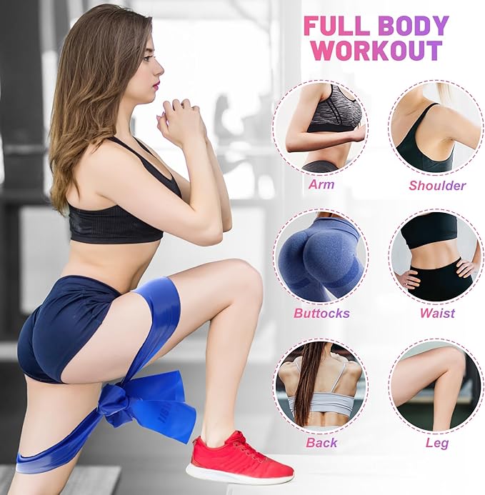 5 Pcs Resistance Bands, Professional Exercise Bands Elastic Stretch Bands for Fitness Yoga Pilates Stretching Strength Training, Workout Bands for Women and Men Home Gym-FlexoryFit