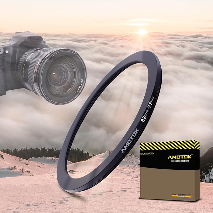 82mm Lens to 77mm Camera Lens Adapter, 82mm to 77mm Filter Step-Down Ring by AMOTOK