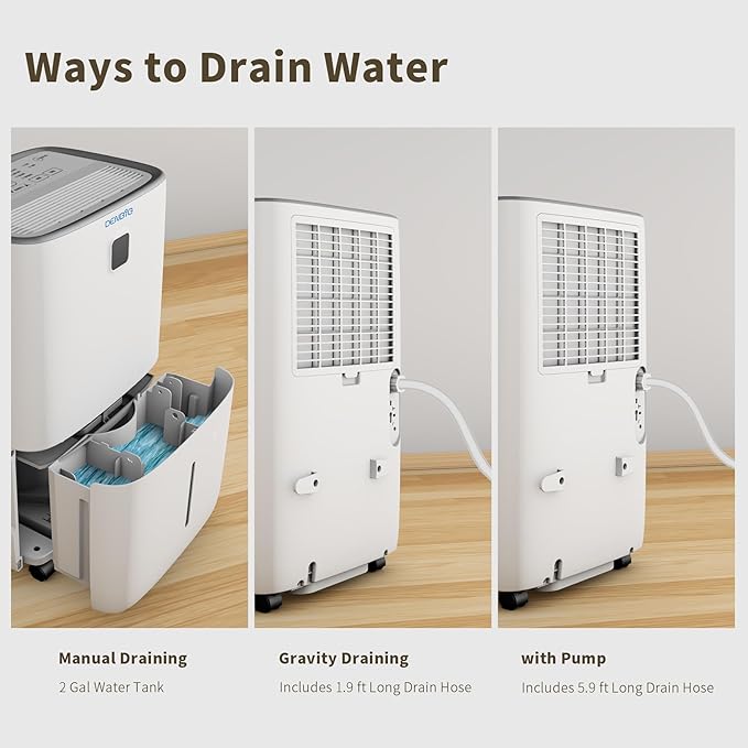 50 Pints Dehumidifier with Pump for Spaces up to 4,500 Sq. Ft at Home, with Washable, Reusable Air Filter, 2 Gal Water Tank, Drain Hose, for Large & Medium Rooms, Basement, Bedroom