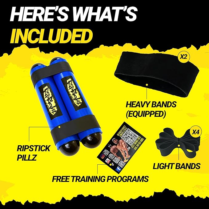 Premium RipStick Pillz, Workout Equipment for Joint Rehab, Shoulder Strength, Resistance Training, and Muscle Building, with 6 Adjustable Resistance Bands-FlexoryFit