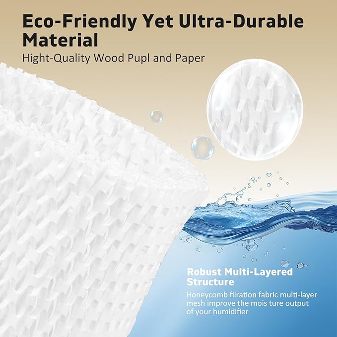 6 Pack Humidifier Replacement Filter for Canopy Bedside and Nursery Humidifier, Natural Wood Pulp & Paper Material, Humidifier Wicking Filter Lasts 6 Weeks