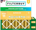 Filterbuy 20x20x4 Air Filter MERV 11 (MPR 1200) Allergen Defense Replacement (3-Pack), Electrostatic Pleated HVAC AC Furnace Filters, Made in USA (Actual Size: 19.50 x 19.50 x 3.63)