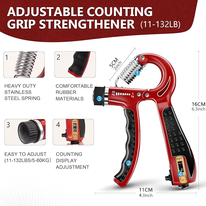 11PCS Grip Strength Trainer Kits, Hand Gripper Strengthener, Forearm Strengthener, Finger Strengthener, Finger Exerciser, Hand Exerciser, Stress Relief Ball, Grip Ring, for Muscle Building, Recover Hand Injury-FlexoryFit