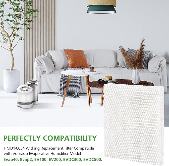 Cabiclean MD1-0034 Replacement Humidifier Wicks Filters Compatible with Vornado Evaporative Humidifier Model Evap40, Evap2, EV100, EV200, EVDC300, EVDC500, (4-Pack)
