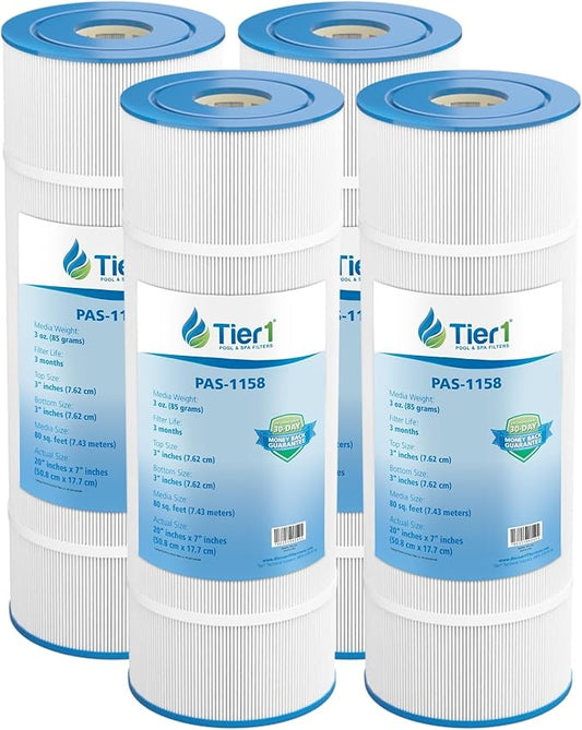 Tier1 Pool & Spa Filter Cartridge 4-pk | Replacement for Pentair Clean & Clear Plus 320, CCP320, Pleatco PCC80, Unicel C-7470 and More | 80 sq ft Pleated Fabric Filter Media