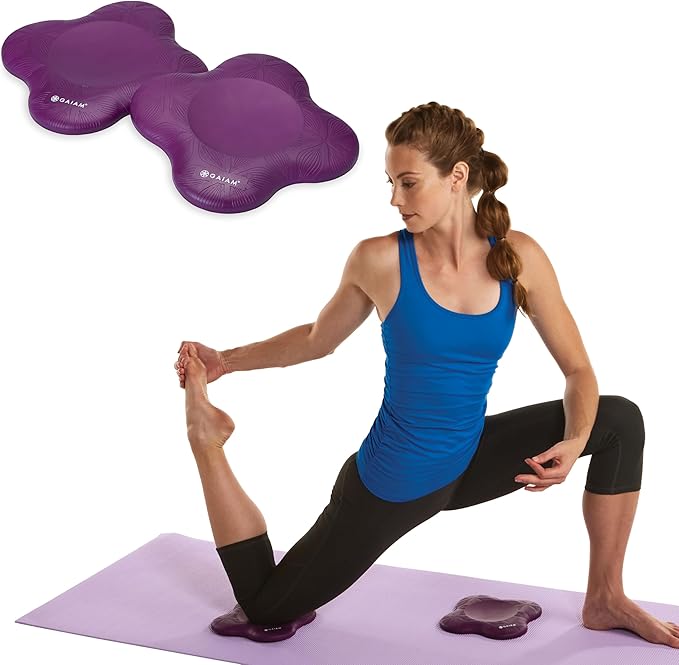 Gaiam Yoga Knee Pads (Set of 2) - Yoga Props and Accessories for Women/Men Cushions Knees and Elbows for Fitness, Travel, Meditation, Kneeling, Balance, Floor, Pilates-FlexoryFit