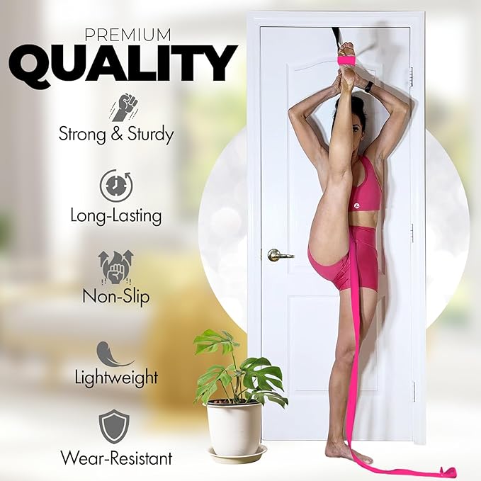 Pilates Stretching Strap with Door Anchor - Flexibility Equipment for Pilates Practitioners - Ideal for Improving Leg Flexibility, Core Stability, and Posture Alignment at Home-FlexoryFit