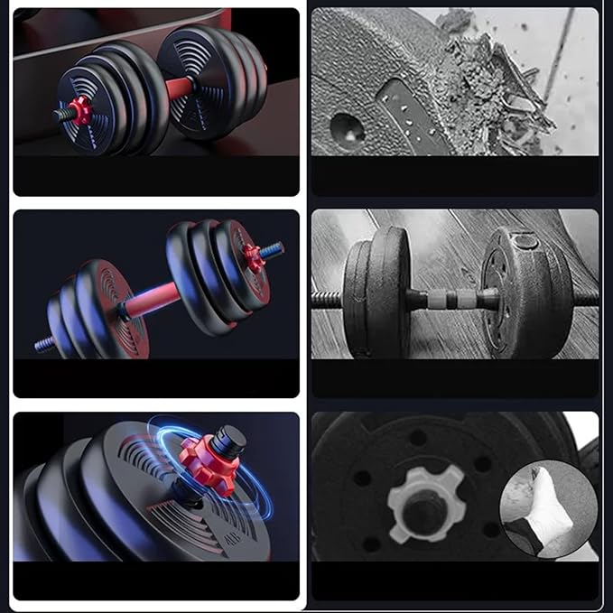 Adjustable Dumbbell Set, 5-44 lbs Free Weight Set with Connector for Barbell, Dumbbells, Push-Up Options, Fitness Exercises for Home Gym Suitable Men/Women-FlexoryFit