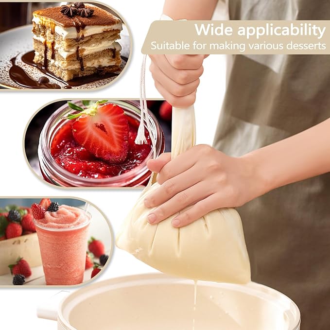 12 Pieces Milk Nut Bag Strainer 9" x 11", Reusable Cheese Cloth Bag for Straining Fruit Juice, Fine Mesh Food Cloth Strainer Filter for Cream Cold Brew Coffee Butter Yogurt Tea Tofu (25x30cm)