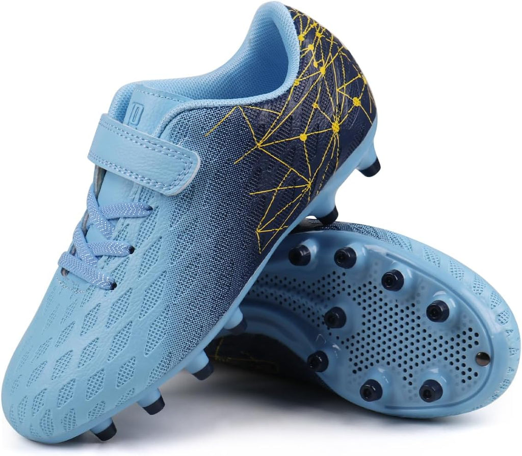 brooman Kids Firm Ground Soccer Cleats Boys Girls Athletic Outdoor Football Shoes