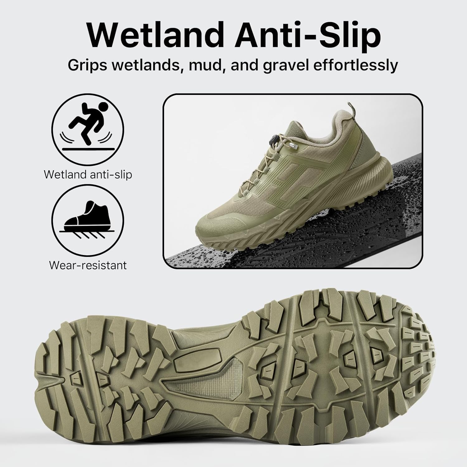 FREE SOLDIER Men's Trail Running Hiking Tactical Shoes - Breathable Lightweight Non-Slip Outdoor Sneakers for Walking Gym Backpacking Athletic Shoes