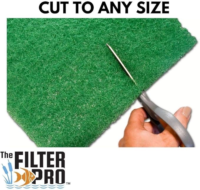 Green Coarse Filter Media, 2" Thick, 12" x 12" Pads, 2 Pack, Perfect for Aquariums, Ponds or Water Gardens, Made in USA