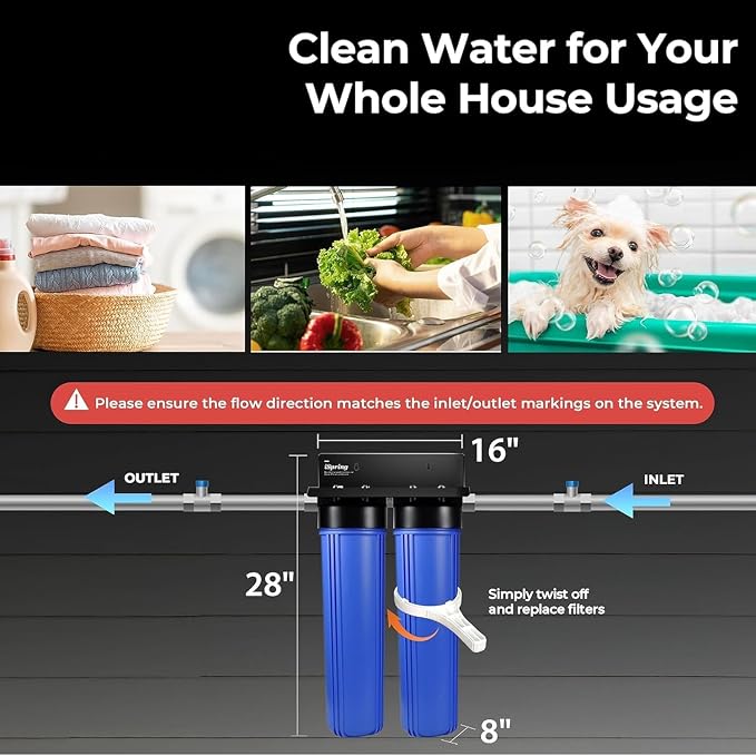 iSpring WGB22B-KS+AHPF12MNPT16X2 2-Stage Whole House Water Filter System w/ - Image 5