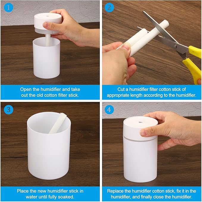 PATIKIL Humidifier Cotton Filter Sticks, 10 Pcs Refill Sticks Filter Wicks Replacement for USB Mini Humidifiers Portable Diffuser (2.76'' x 0.39''), White