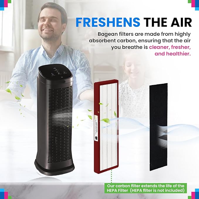 Bagean Carbon Pre Filter 20.5” x 5.7” Compatible with Honeywell Air-Genius Tower Air Purifier Models HFD320 & More - Fits Honeywell K Filter Replacement - Filters Odors & Freshens the Air (2-Pk)