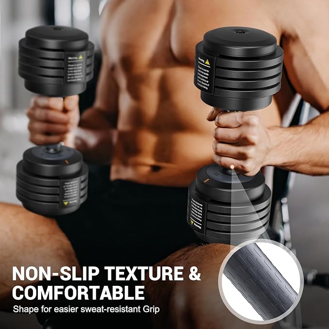 Adjustable Dumbbells Set of 2, 1 Hand Adjustable Weights Dumbbells Set, 5 in 1/10 in 1 Free Dumbbell with Anti-Slip Texture Handle, 25/55/80lb Pair Weight Set For Home Gym Suit both Men and Women-FlexoryFit