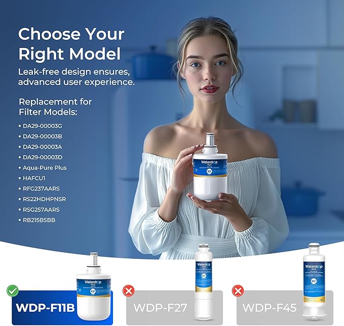Waterdrop Plus DA29-00003G NSF 401 Refrigerator Water Filter, Replacement for Samsung DA29-00003B, DA29-00003A, Aqua-Pure Plus, HAFCU1, RFG237AARS, RS22HDHPNSR, 3 Filters (Package May Vary)