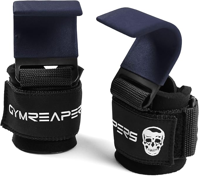 Gymreapers Weight Lifting Hooks (Pair), Heavy Duty Power Wrist Straps Hand Grip Support For Deadlifts, Pull Ups, Shrugs - Gym Gloves For Men and Women-FlexoryFit