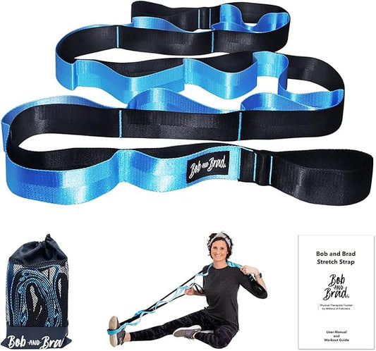BOB AND BRAD 12 Loop Yoga Stretch Strap - Non-elastic for Stretching, Physical Therapy, Pilates, Dance, Gymnastics, and Athletic Trainers With Carry Bag-FlexoryFit