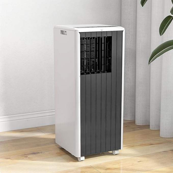 8000 BTU Portable Air Conditioner for Rooms up to 350 Sq.Ft, 3-in-1 Cooling, Dehumidifier & Fan with Quiet Operation, Efficient Cooling, Sleep Mode, 24-Hour Timer & Remote Control, Dark grey