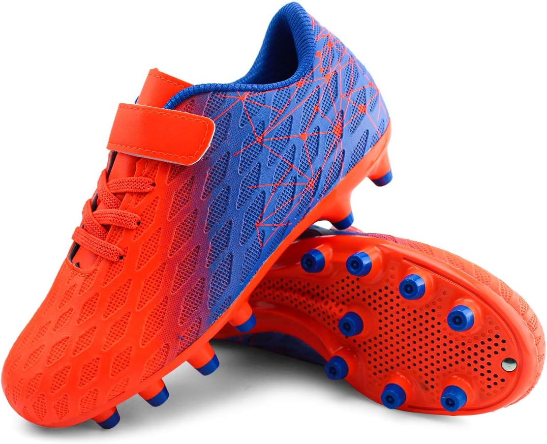 brooman Kids Firm Ground Soccer Cleats Boys Girls Athletic Outdoor Football Shoes