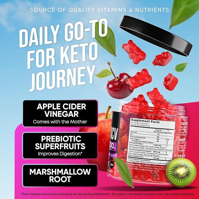 JOYLI Nutrition (2 Pack Advanced Keto ACV Gummies - Sugar Free Apple Cider Vinegar - Keto Supplements + Marshmallow Root - Alternative to Apple Cider Vinegar Capsules - 120 Gummies-FlexoryFit