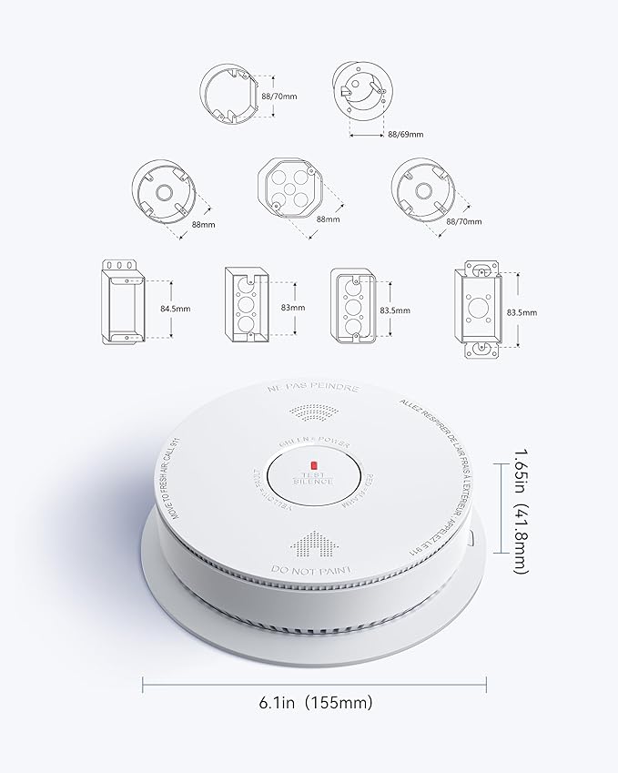 SITERWELL Smoke Detector Carbon Monoxide Detector Combo 10 Year Battery, Meets UL217-9th Standards, Reduced Nuisance Alarms, Smoke and Carbon Monoxide Detector with Bilingual Voice Alerts, 2 Pack